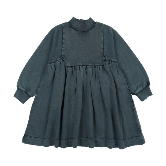 Washed turtleneck bib dress