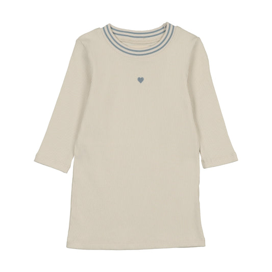 RIBBED NECK 3/4 SLEEVE T-SHIRT