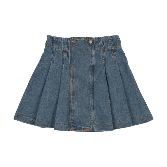 WASH DENIM PLEATED SKIRT