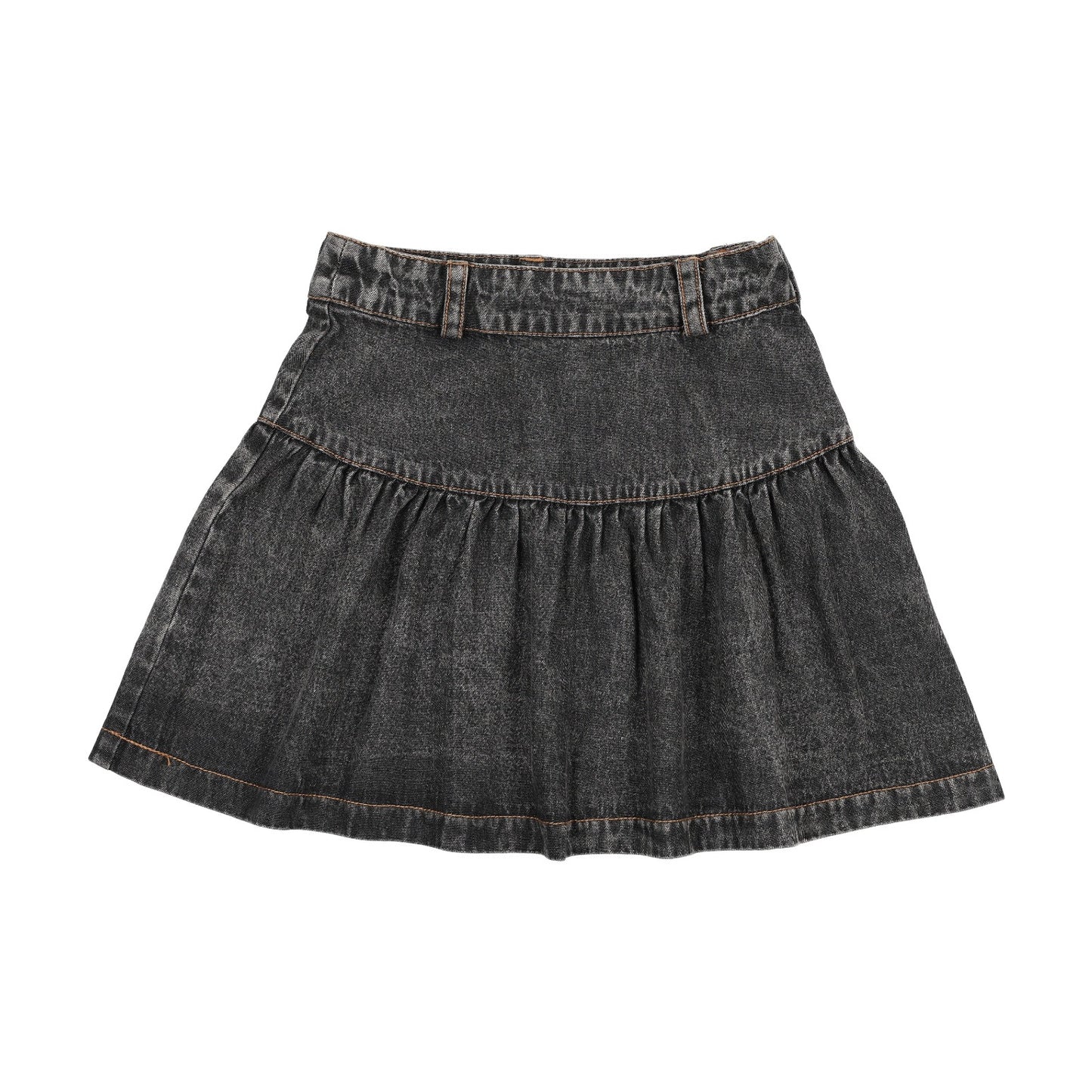 DENIM DROP YOKE FLAIRED SKIRT