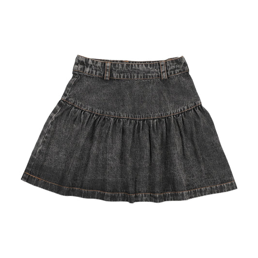 DENIM DROP YOKE FLAIRED SKIRT