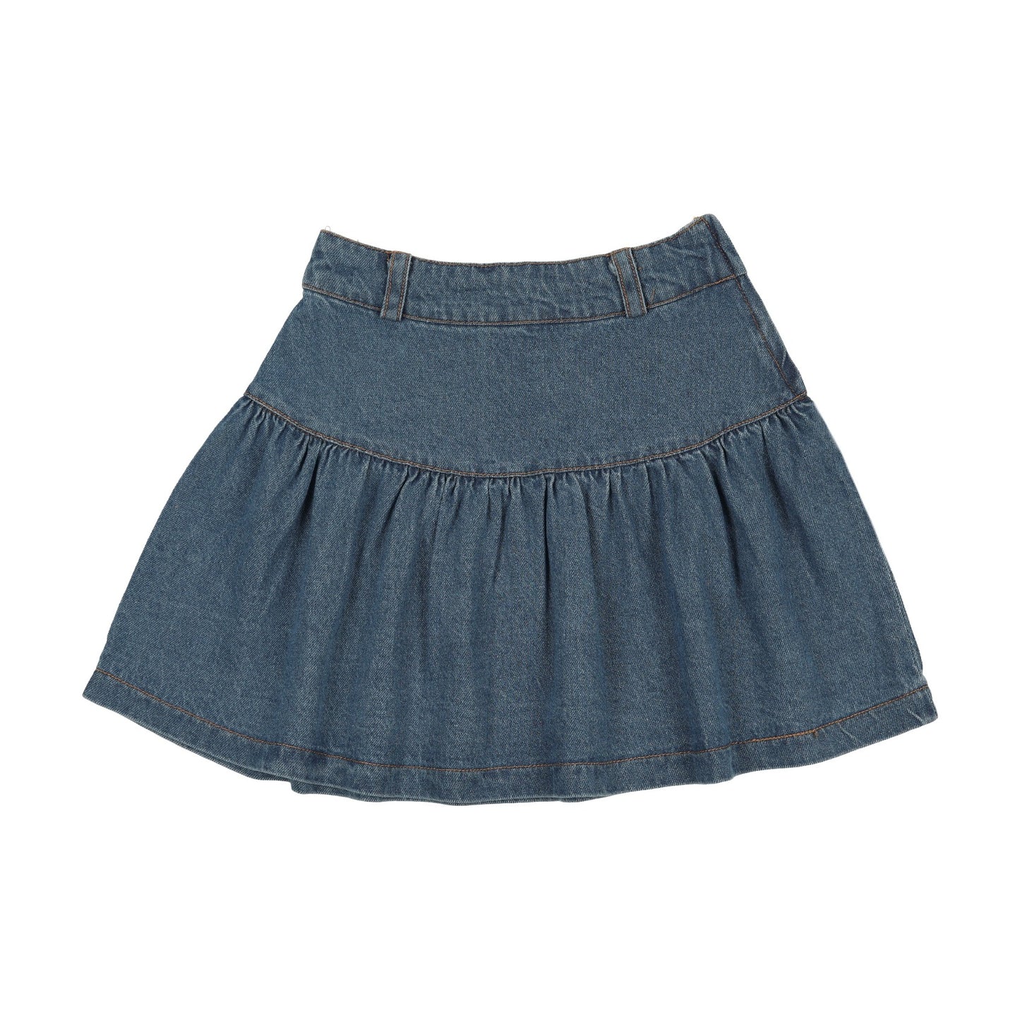 DENIM DROP YOKE FLAIRED SKIRT